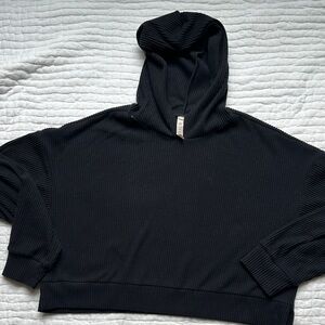 ALO Yoga Charcoal Ribbed Muse Hoodie